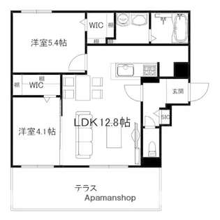 ブランシャール西線11条HD【1階】の間取り