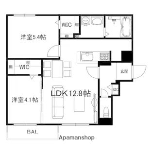 ブランシャール西線11条HD【3階】の間取り