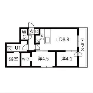 BALBONI山鼻(バルボーニ山鼻)【101号室】の間取り
