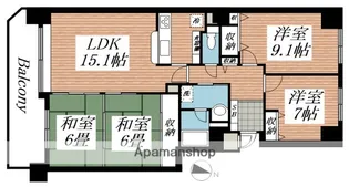 クリーンリバー北9条Ⅱ【904号室】の間取り