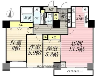 パークハウス幌西南10条【502号室】の間取り