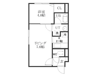 HOPE月寒中央 B【5階】の間取り