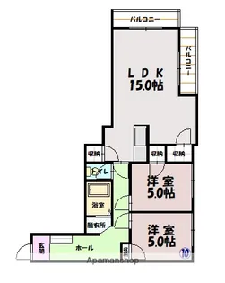 2LDKの間取り画像