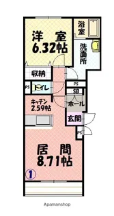 エスティ三番舘214−10【1階】の間取り