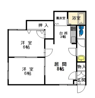 ジューヌフィーユ北門【202号室】の間取り