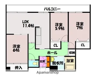 トーアパレス豊岡【602号室】の間取り