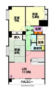 トーアパレス豊岡【8階】の間取り
