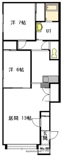 ユーチャリスE【1階】の間取り