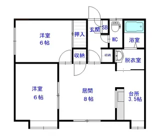 2LDKの間取り画像