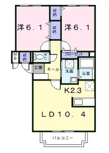 アバンフォンテーヌB【1階】の間取り