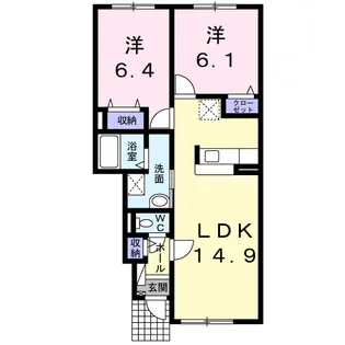 ノースバレー【1階】の間取り
