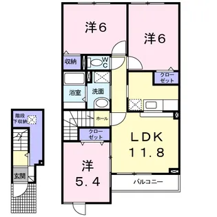 グレイスヴィラサンヨーH【2階】の間取り