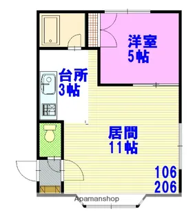 カサグレースA【106号室】の間取り