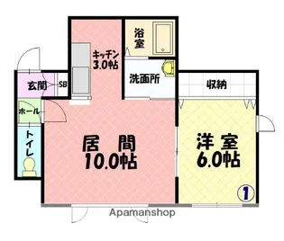 1LDKの間取り画像