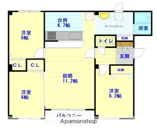 グランデール豊岡【3階】の間取り