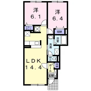 リヴィエールⅡ【1階】の間取り