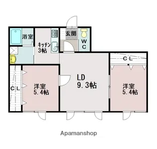クロル・ウェルシュ【1階】の間取り