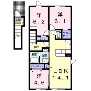 ルミエールメゾン幸【2階】の間取り