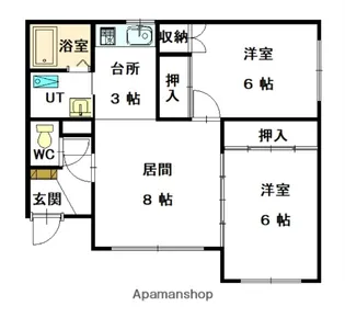 コーポなかよし【1D号室】の間取り