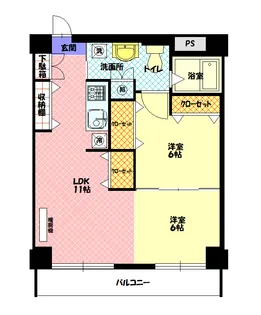 シャンノール平和通【506号室】の間取り