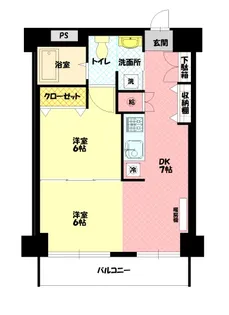 シャンノール平和通【6階】の間取り