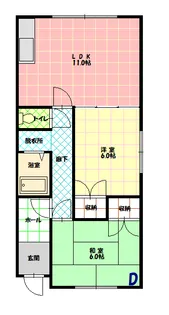 リバティーハイツ【D号室】の間取り