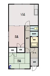 リバティーハイツ【C号室】の間取り