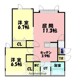 ハリス【202号室】の間取り
