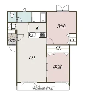 エスティ神楽岡【1階】の間取り