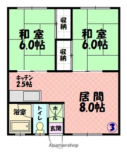 9条コーポ【1階】の間取り