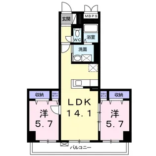 グランジュ北彩都【2階】の間取り