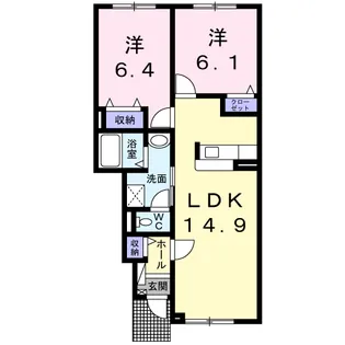 ハピネスT H【1階】の間取り