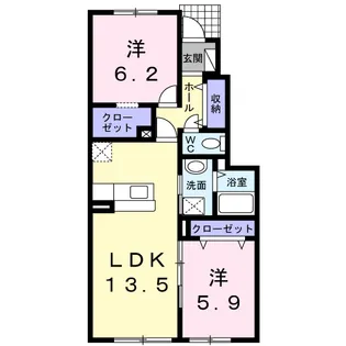 アルバ・プラシードB【1階】の間取り