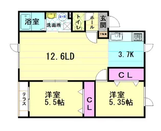 コーポ昴Ⅲ【2階】の間取り