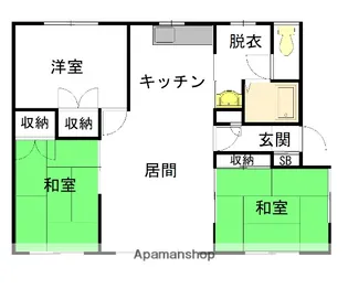 永山2−11 二戸借家左【2階】の間取り