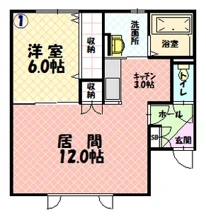 グランビュー神楽【201号室】の間取り