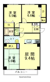 エスティ三番舘1号館【3階】の間取り