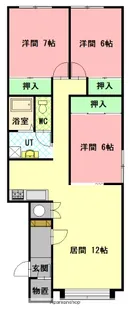 ヴェルデカーザB【1階】の間取り