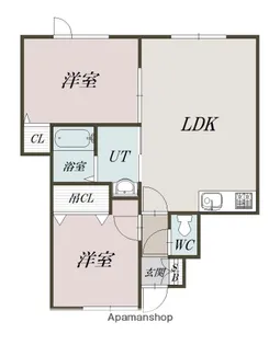 2LDKの間取り画像