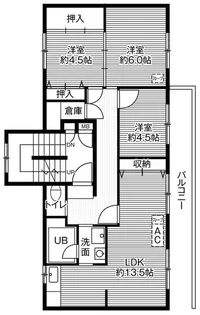 ビレッジハウス神楽岡1号棟【0401号室】の間取り