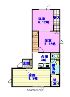2LDKの間取り画像