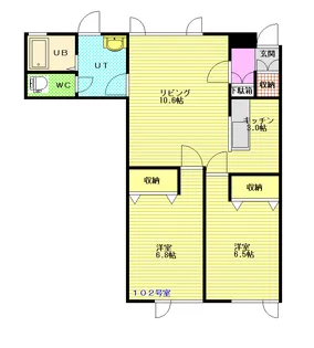 ロシュ7.1C【102号室】の間取り