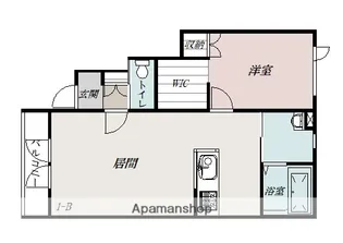PLEASANT(プレサント)【1B号室】の間取り