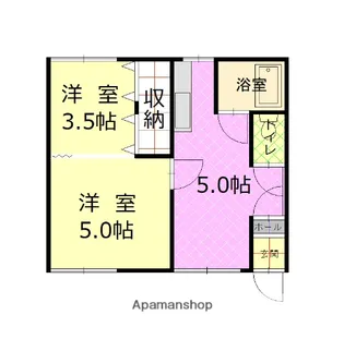 コーポロック【202号室】の間取り