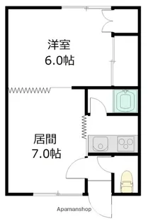 川端3.7ハイツ【1階】の間取り