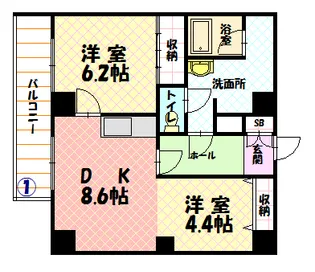 ユニベール【201号室】の間取り