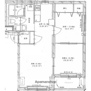 アービス新富Ⅰ【1-B号室】の間取り