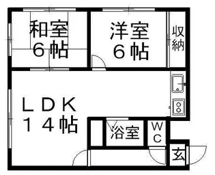 2LDKの間取り画像