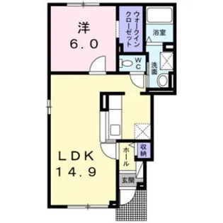 ラ・ポール デュオ【1階】の間取り