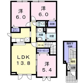 プリムローズ壱番館【2階】の間取り